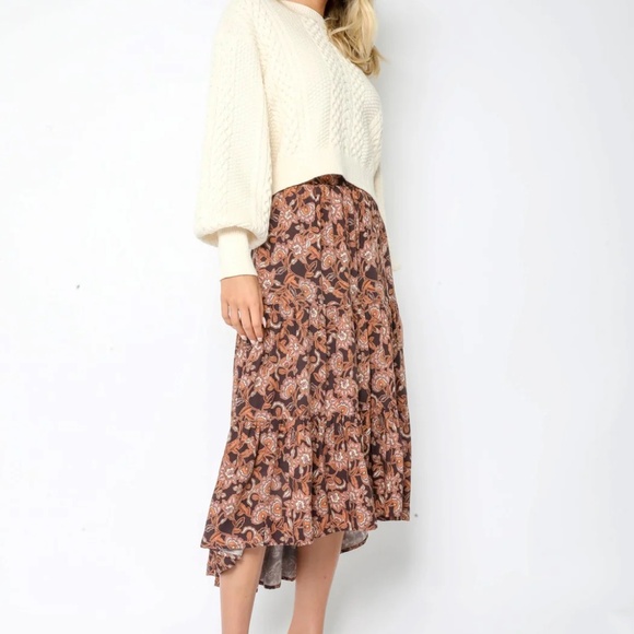 Plum Botanical Midi Skirt - Picture 2 of 5
